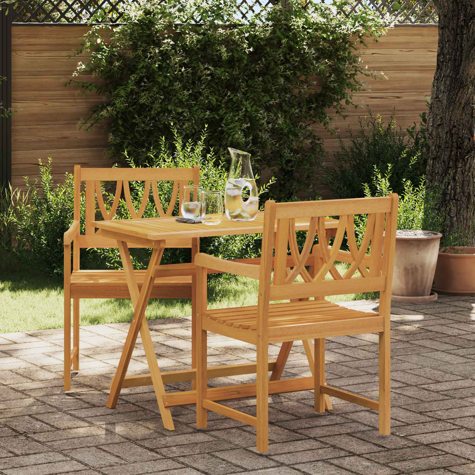 vidaXL Scaune de grădină 2 pcs natural Lemn Solid de Acacia