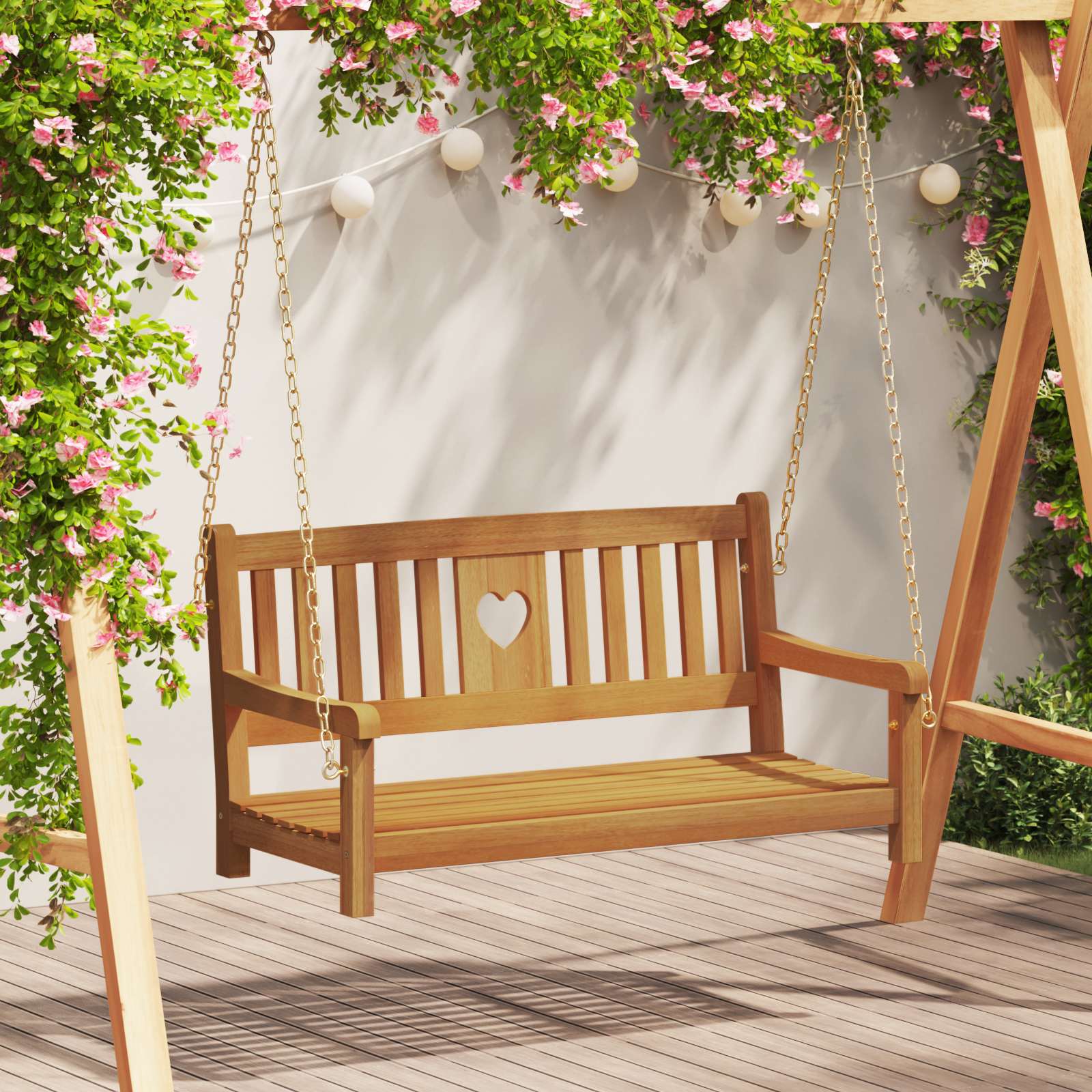 vidaXL Leagăn de grădină natural 110 x 56 x 58 cm Lemn Solid de Acacia