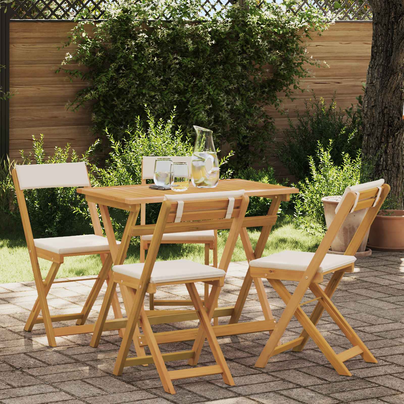 vidaXL Scaune Bistro pentru Exterior 4 pcs Alb crem 40 x 53 x 80 cm