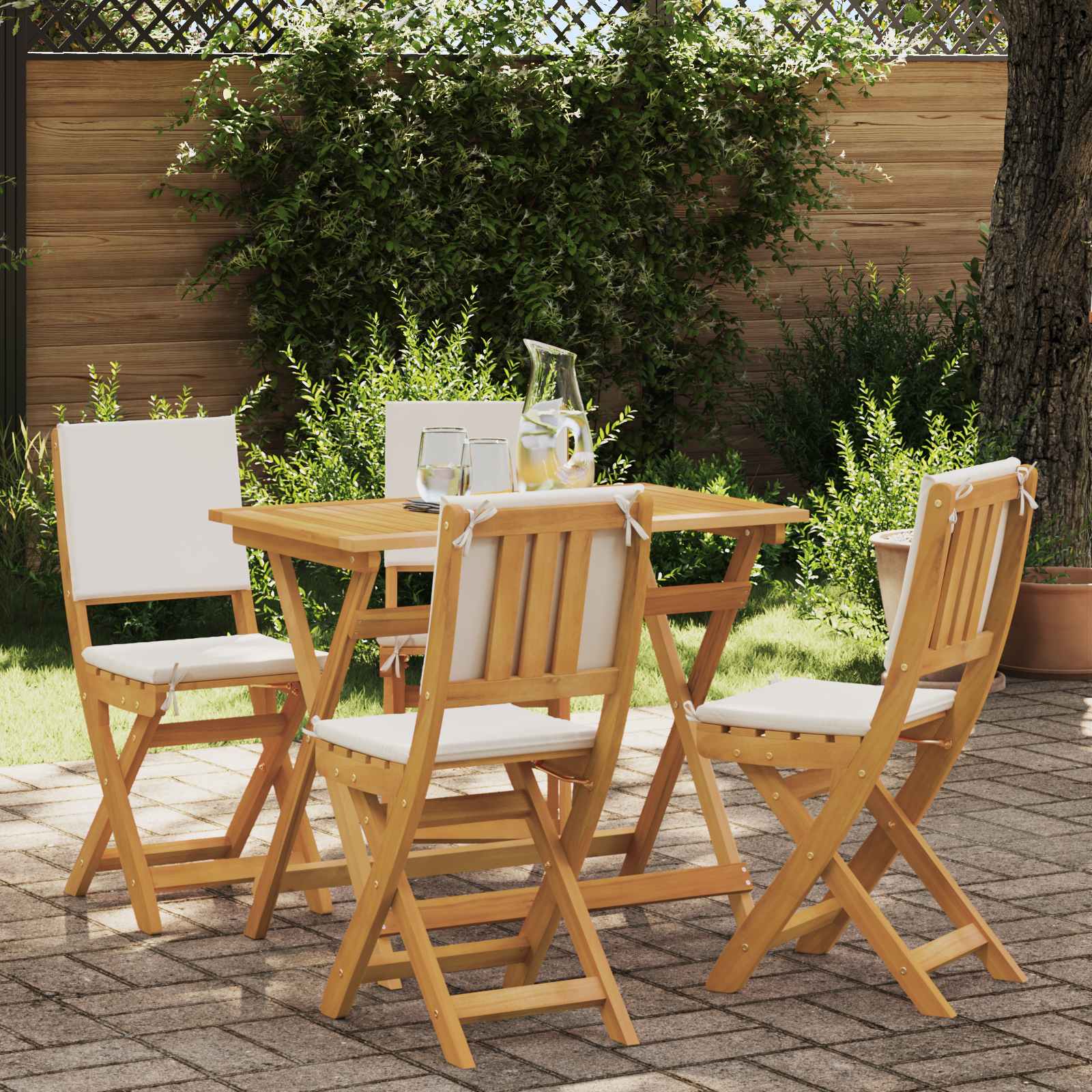 vidaXL Scaune Bistro pentru Exterior 4 pcs Alb crem 38 x 46 x 85 cm