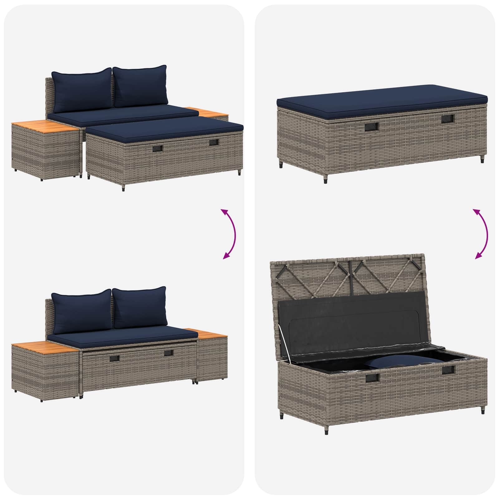 Venkovní pohovková souprava 4 -Seater 4 pcs 55 x 30 x 39 cm - obrázek 12