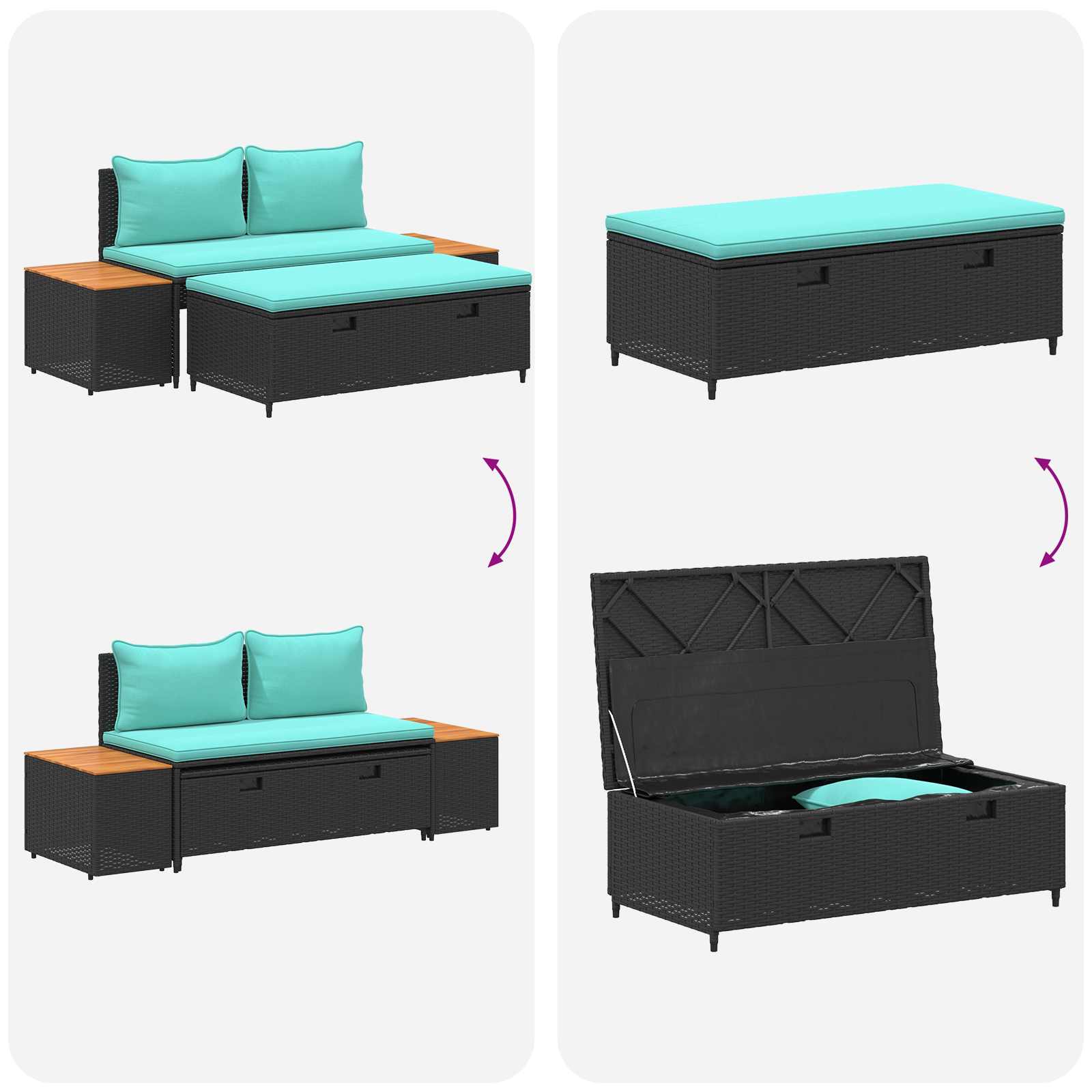 Venkovní pohovková souprava 4 -Seater 4 pcs 55 x 30 x 39 cm - obrázek 12
