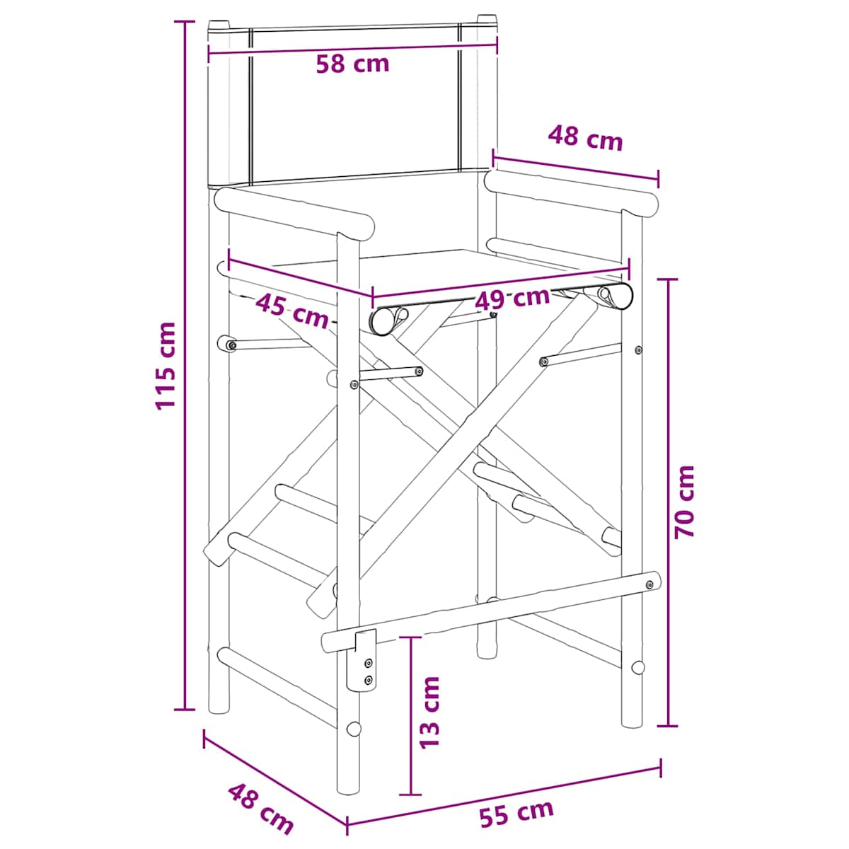 Folding Directors Stol 2 stk. Bambus - Billede 10