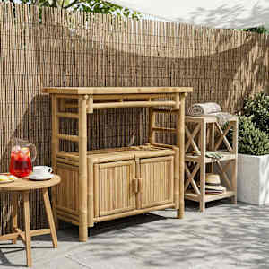 Konzolna miza s polico z vrati Naravna 80 x 35 x 75 cm Bambus