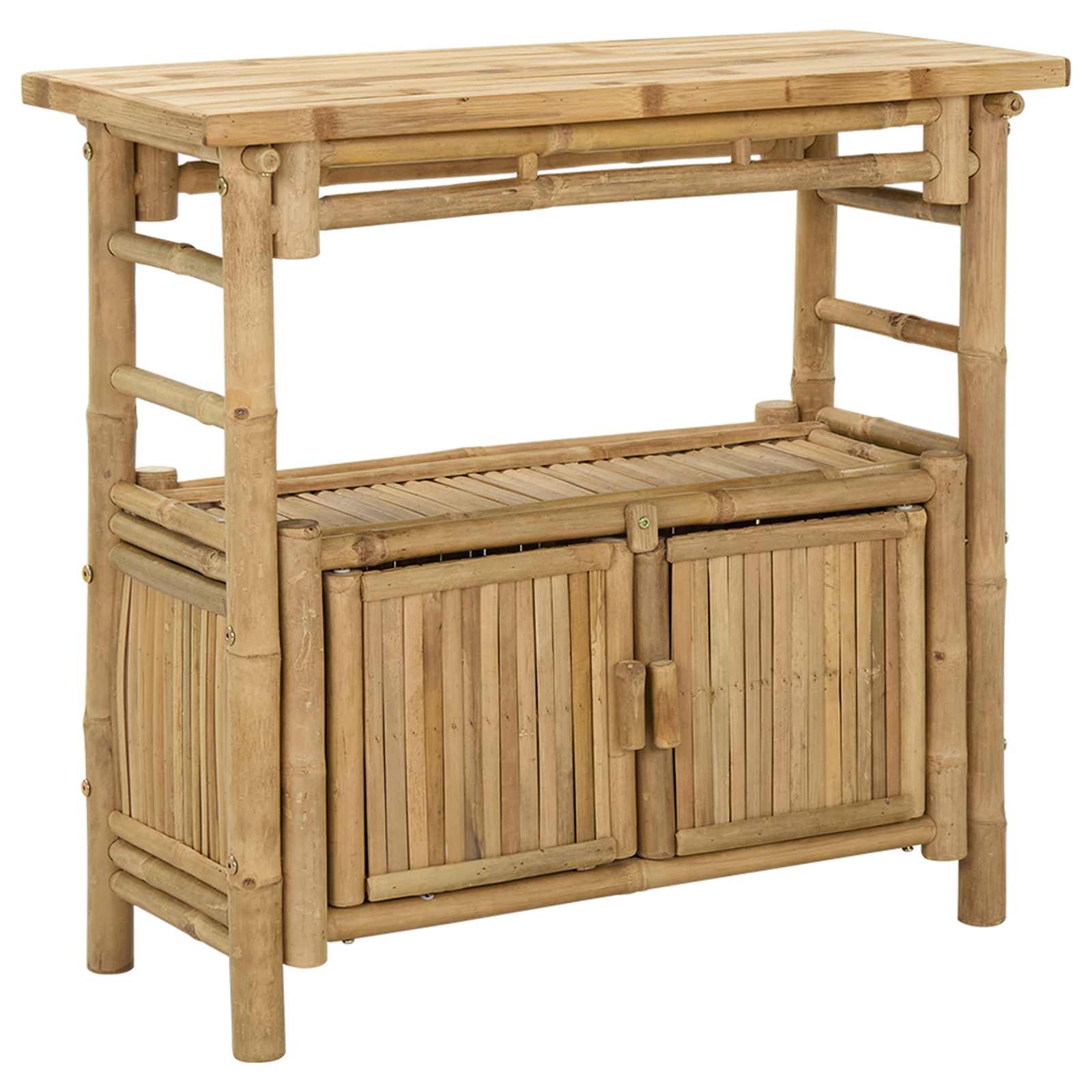VidaXL Wandtafel Met Plank Met Opslag Naturel 80 X 35 X 75 Cm Bamboe