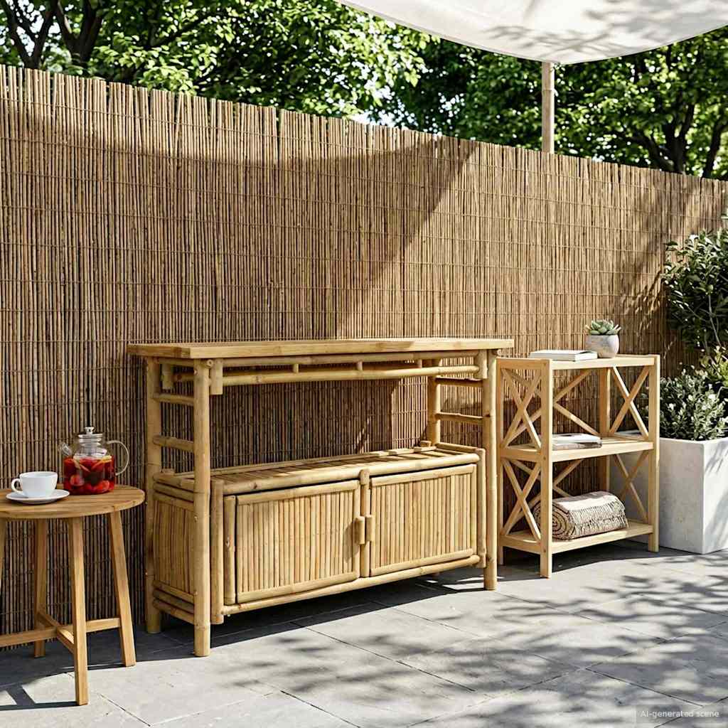 vidaXL Masă de consolă cu raft cu ușă natural 110 x 35 x 75 cm Bambus