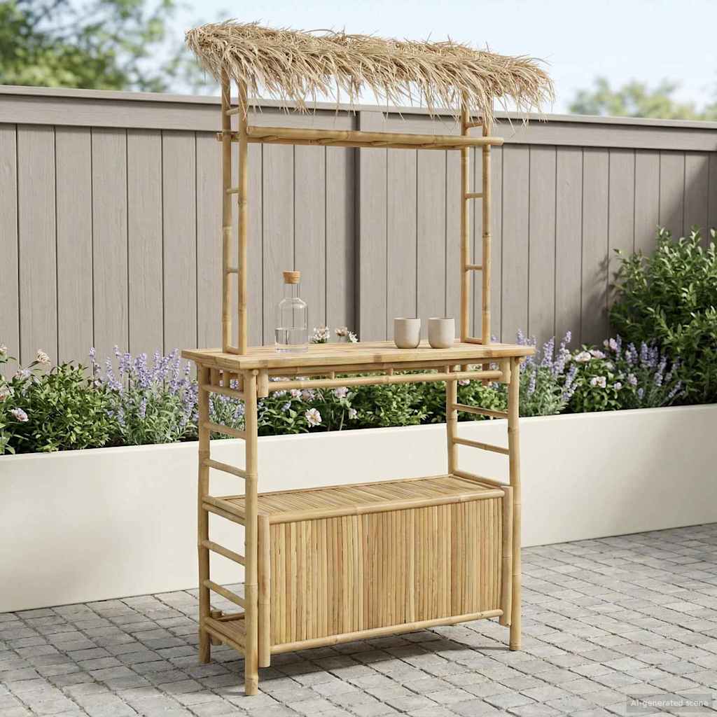vidaXL Utomhus Barbord Naturf&auml;rg 110 x 50 x 209 cm Bambus