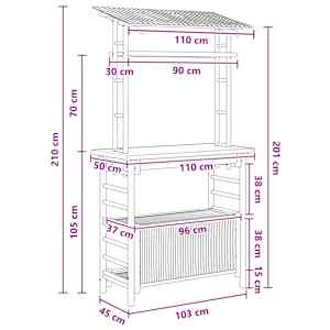 Venkovní barový stůl s policí Přírodní 110 x 50 x 210 cm Bambus - obrázek 7