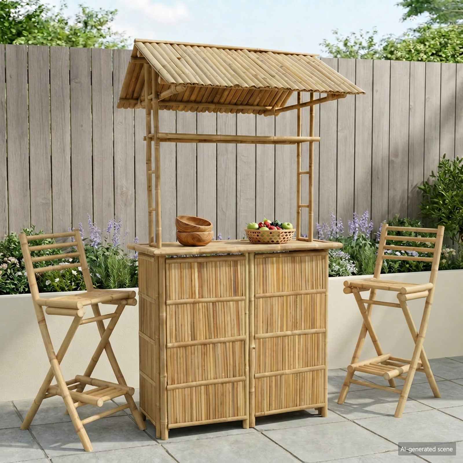 vidaXL Utomhus Barbord Naturf&auml;rg 115 x 95 x 214 cm Bambus
