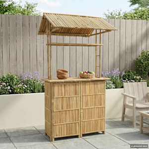 Zunanja barska miza Naravna 115 x 95 x 214 cm Bambus