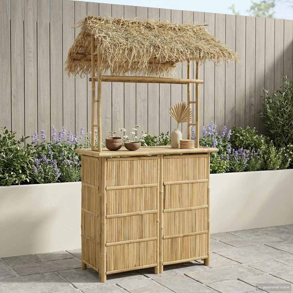 vidaXL Utomhus Barbord Naturf&auml;rg 115 x 95 x 215 cm Bambus