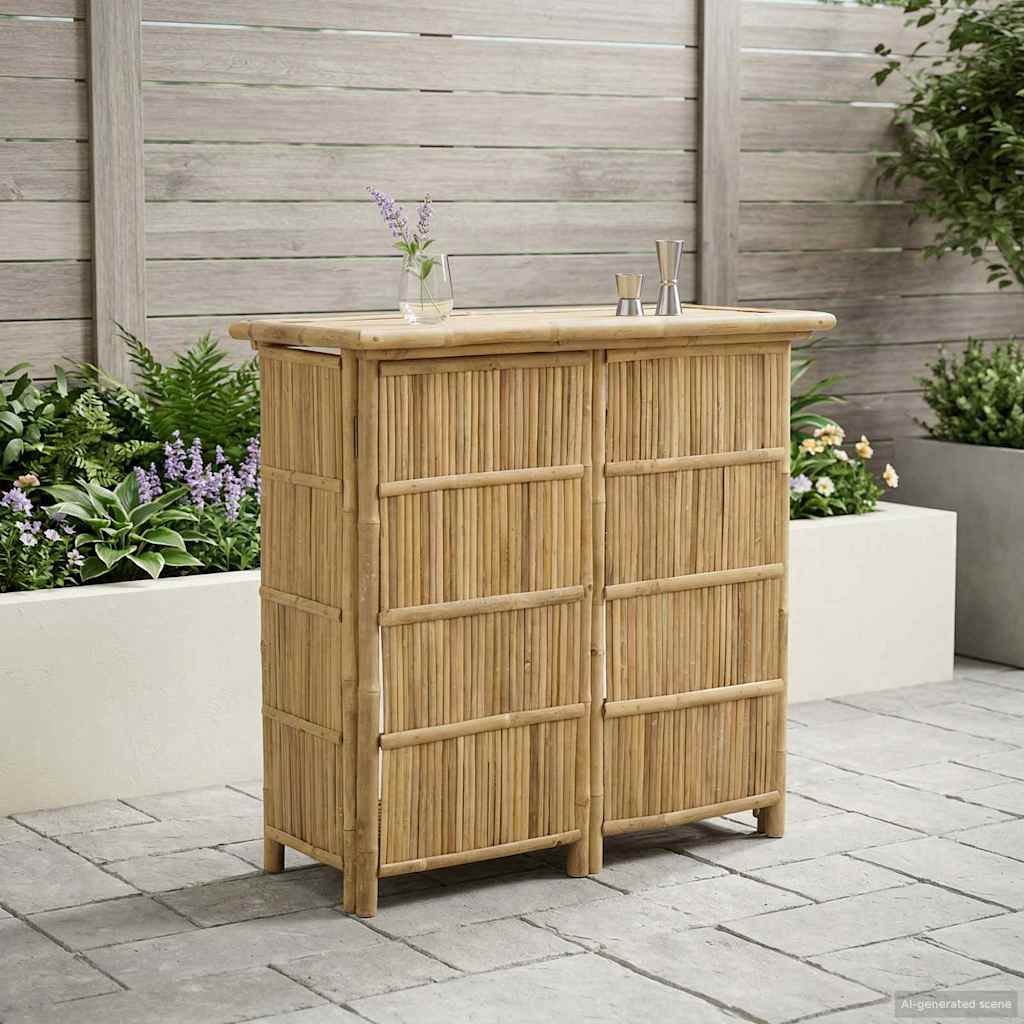 vidaXL Utomhus Barbord Naturf&auml;rg 115 x 55 x 105 cm Bambus