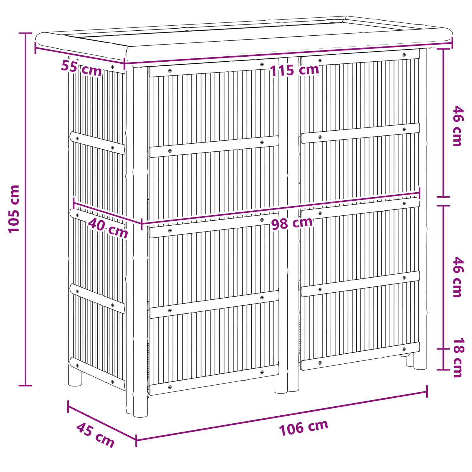 Външна бар маса Естествен 115 x 55 x 105 см Бамбук - Image 7