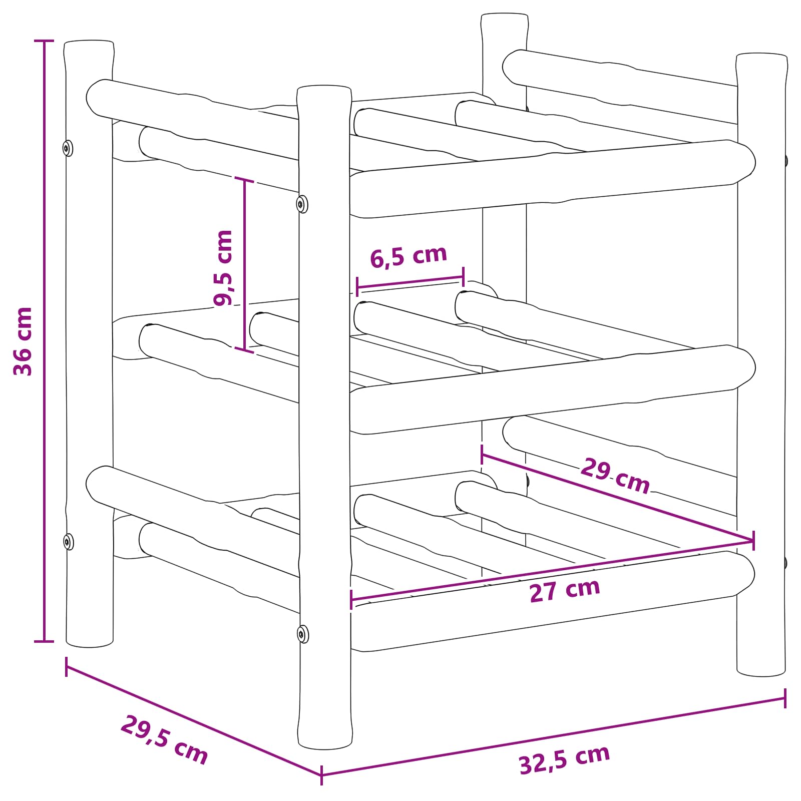 Stojalo za vino Naravna 32,5 x 29,5 x 36 cm Bambus - slika 6