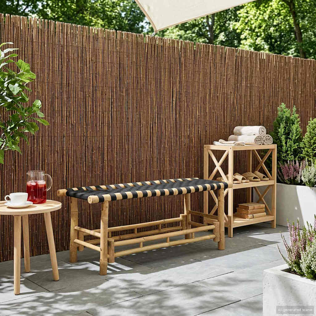 vidaXL Trädgårdsbänk 110 x 38 x 40 cm Bambus Naturfärg Rektangulär