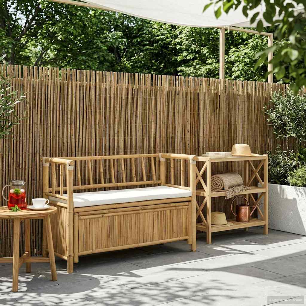 vidaXL Bancă de grădină cu șemineu 110 x 47 x 80 cm Bambus natural