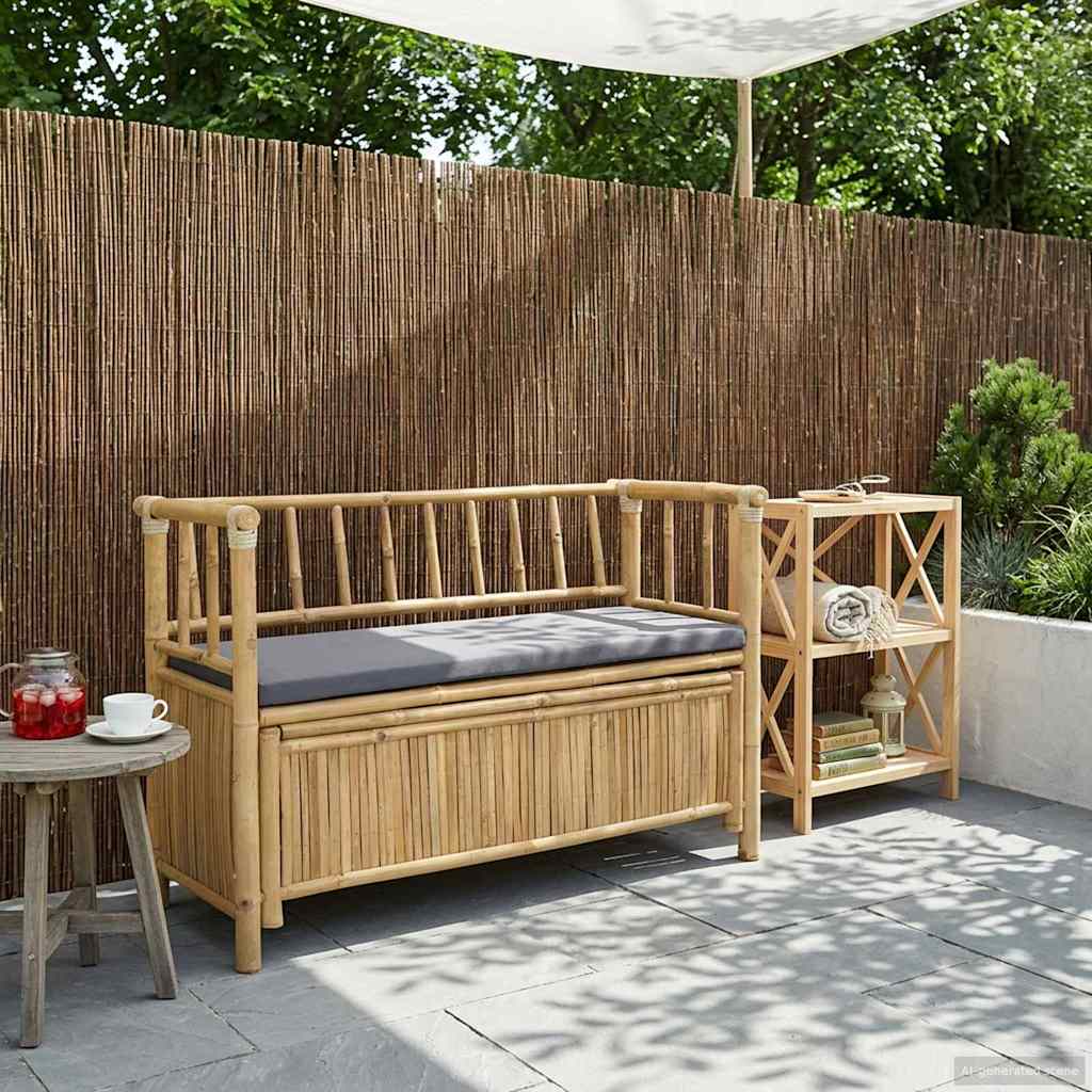 vidaXL Bancă de grădină cu șemineu 110 x 47 x 80 cm Bambus natural