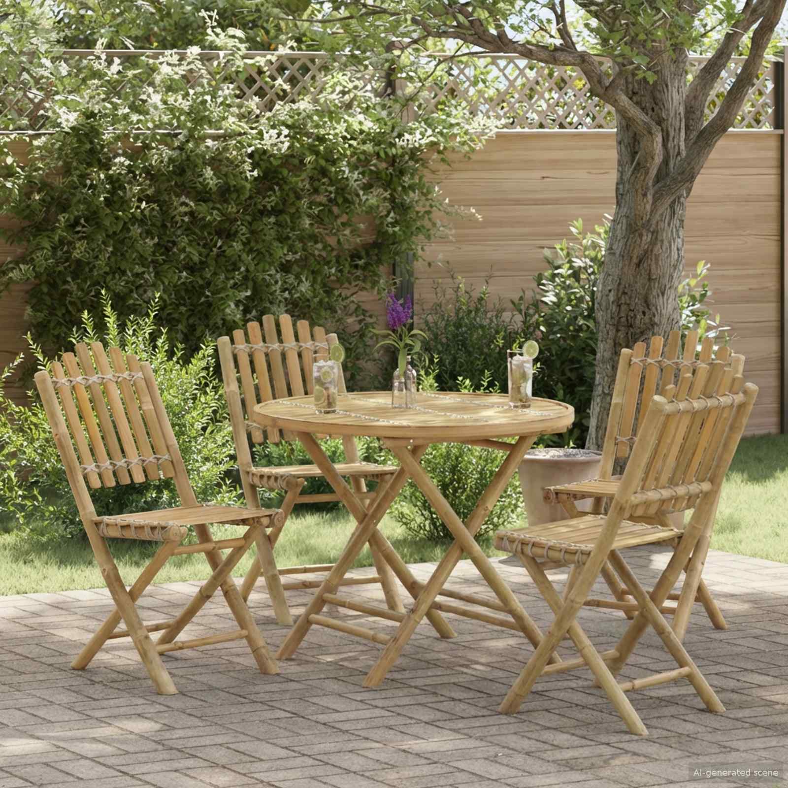 vidaXL Tr&auml;dg&aring;rdsbord Naturf&auml;rg 80 x 70 cm Bambu
