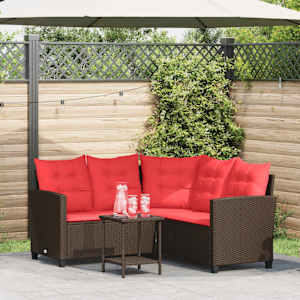 Zunanja garnitura za sedenje 2 pcs Rjava in rdeča poli ratan