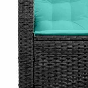 Zahradní sofa s polštářem 2 pcs Černá a tyrkysová Poly ratan - obrázek 9