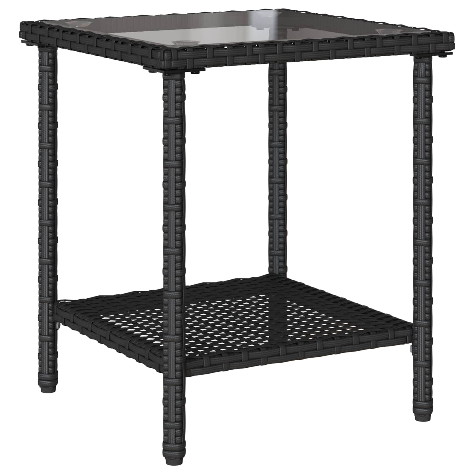 Vrtni kavč z blazino s polico 2 pcs Črna in turkizna Poly ratan - slika 6