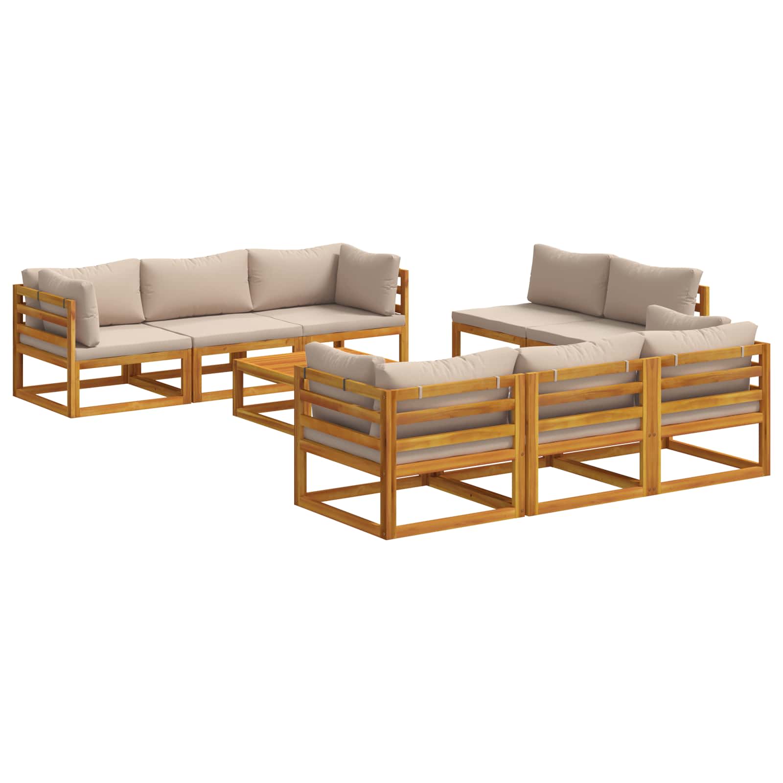 9-delige modulaire tuinloungeset Naturel Massief Acaciahout image 1