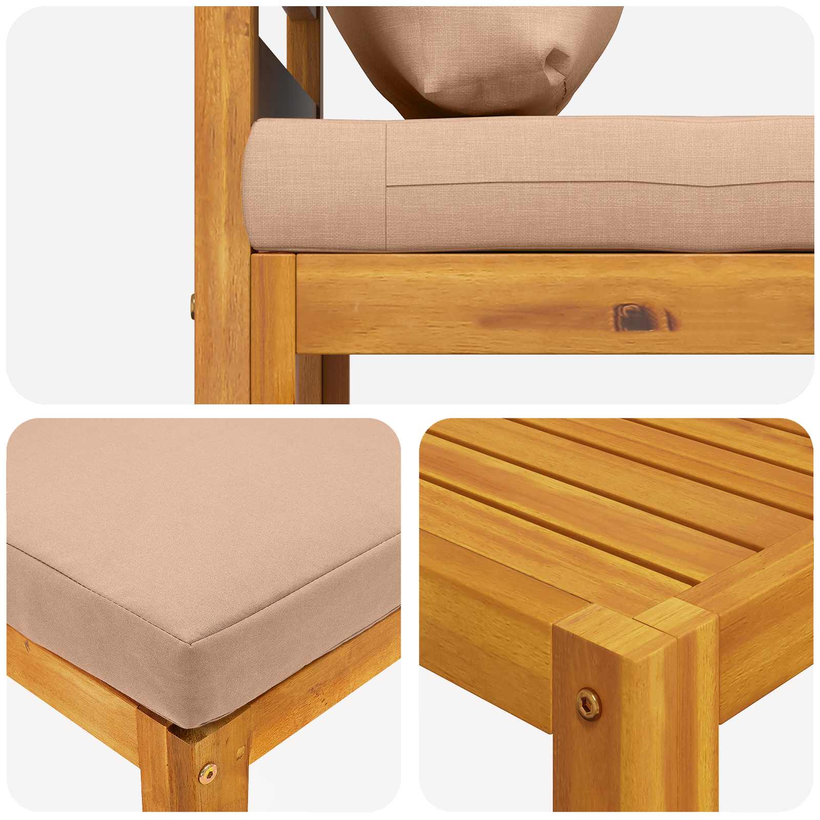 9-delige modulaire tuinloungeset Naturel Massief Acaciahout image 5
