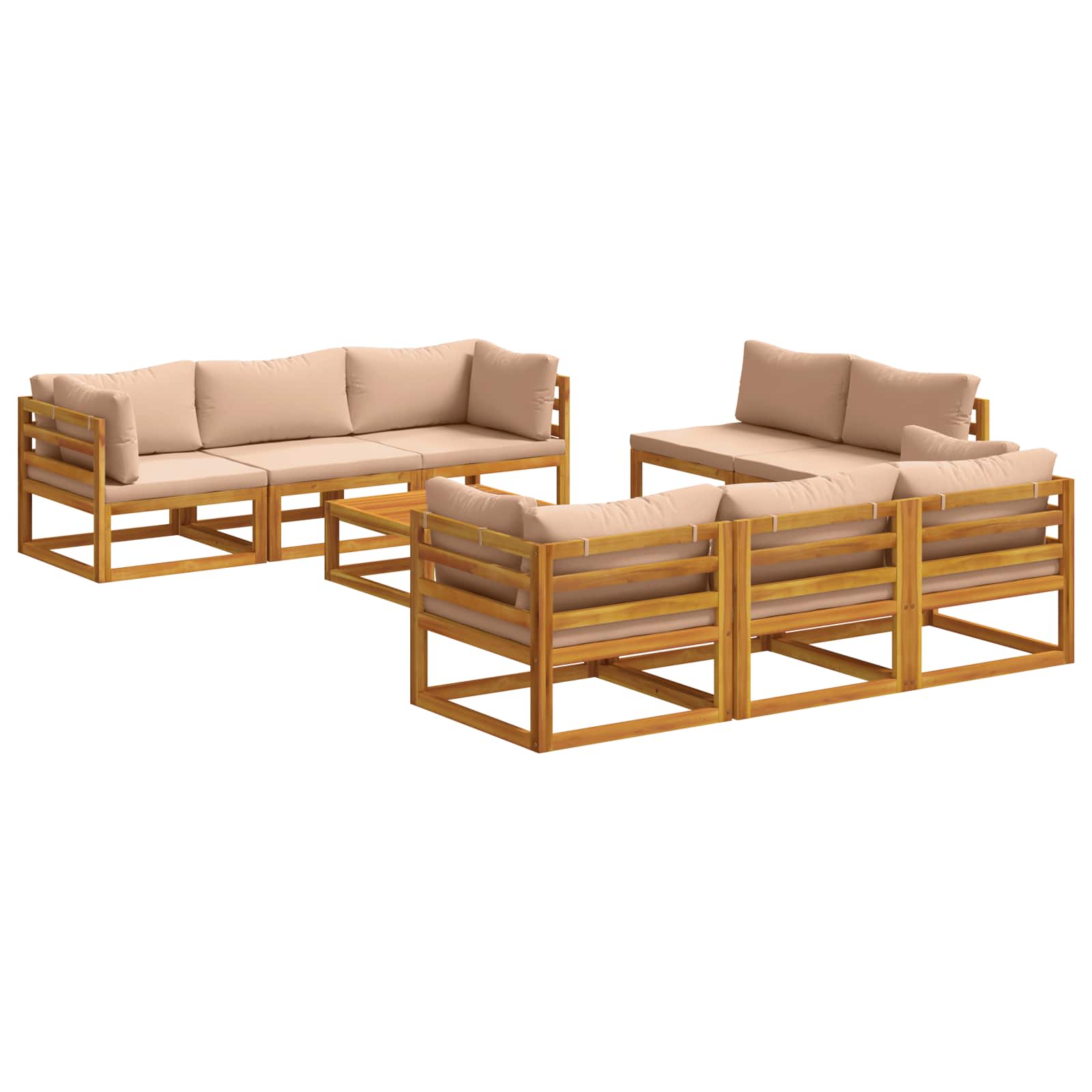 9-delige modulaire tuinloungeset Naturel Massief Acaciahout image 1