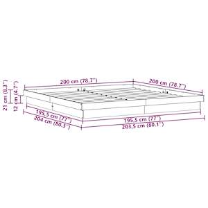 Rám postele Bílá 200 x 200 cm Masivní borové dřevo - obrázek 9