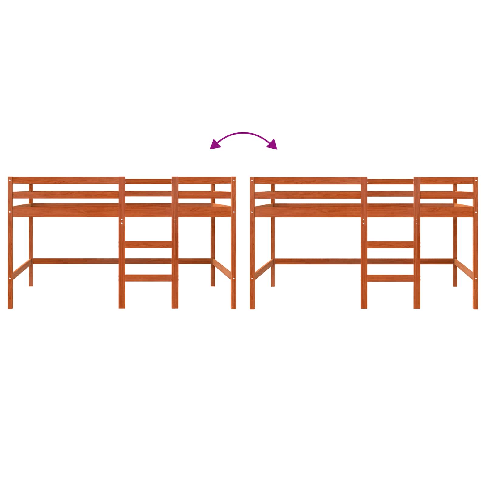 Loft Bed Wasbruin 90 x 190 cm Massief grenenhout image 8