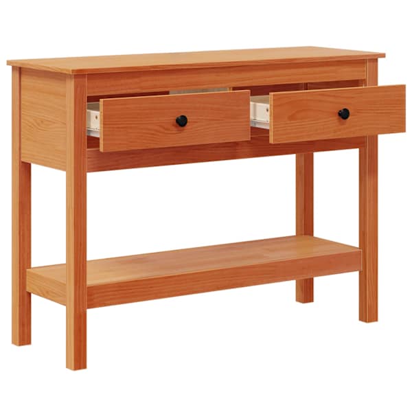 vidaXL Konsoollaud sahtliga Vahapruun 100 x 35 x 75 cm Pine Puit