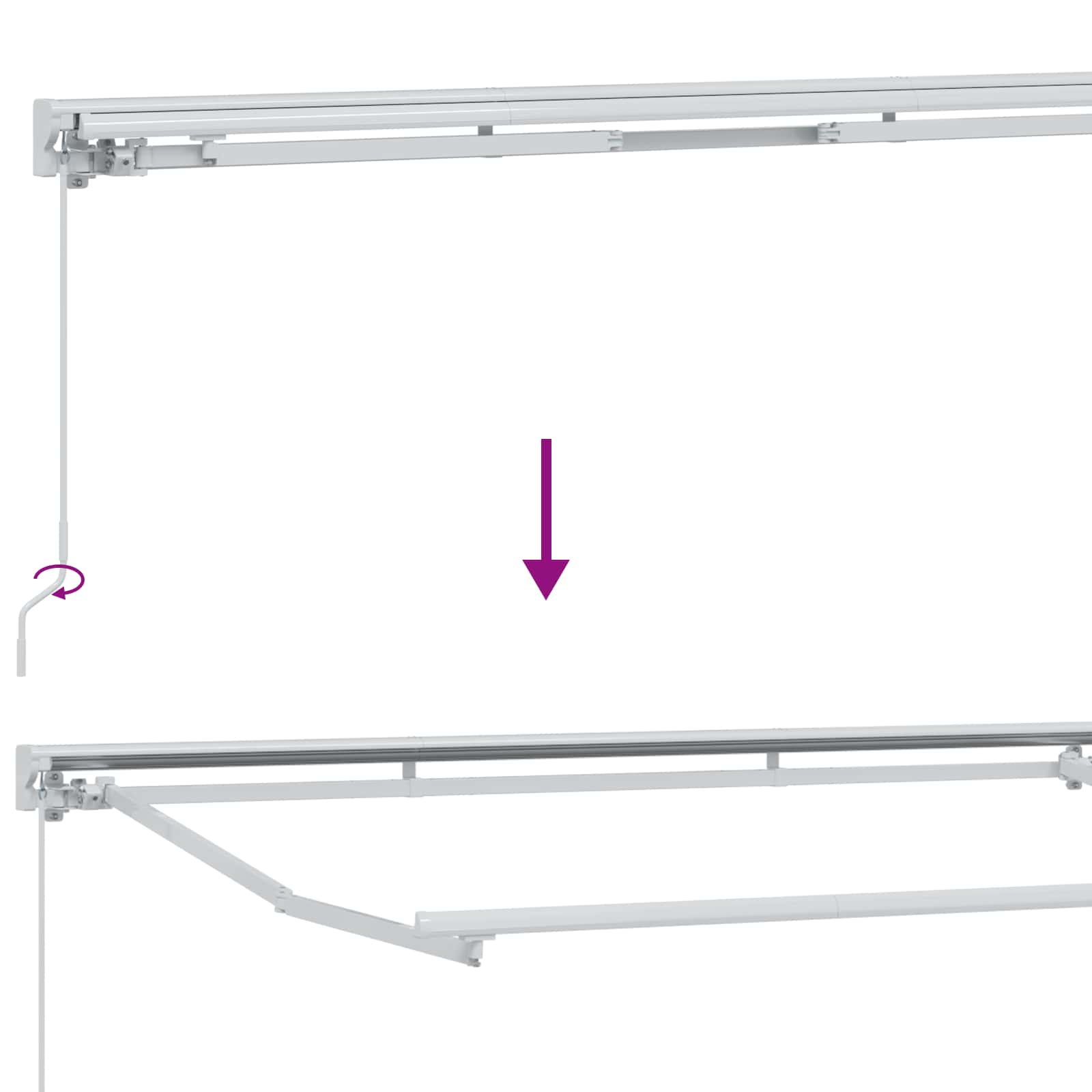 Handmatige Luifel Frame Verstelbaar Wit 5 x 3 m Staal image 7