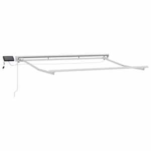 vidaXL Manuaalne varikatus LED-idega Valge 2,5 x 2 m Alumiinium