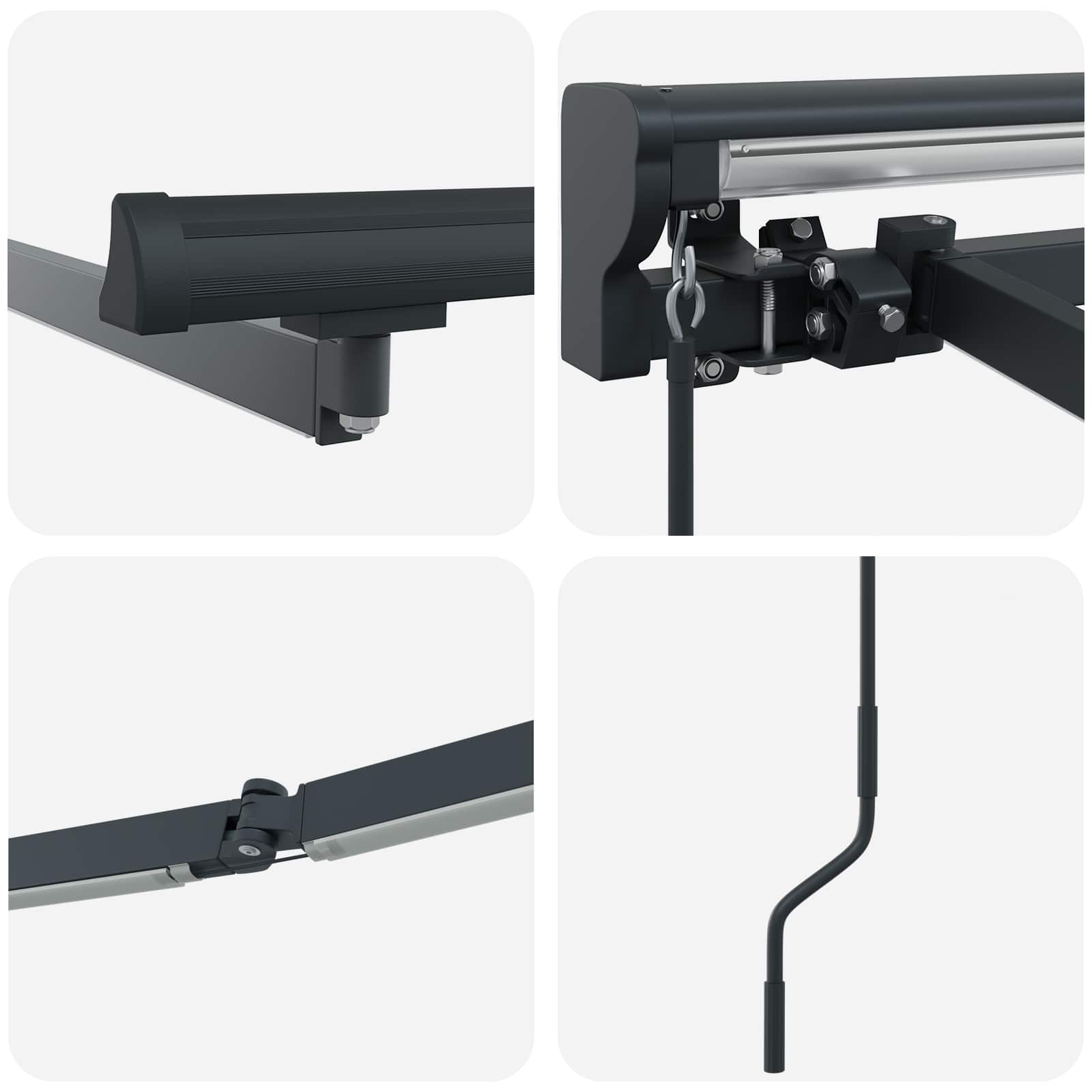 Handmatige Luifelhouder met LED's Antraciet 4 × 3,5 m Aluminium image 6