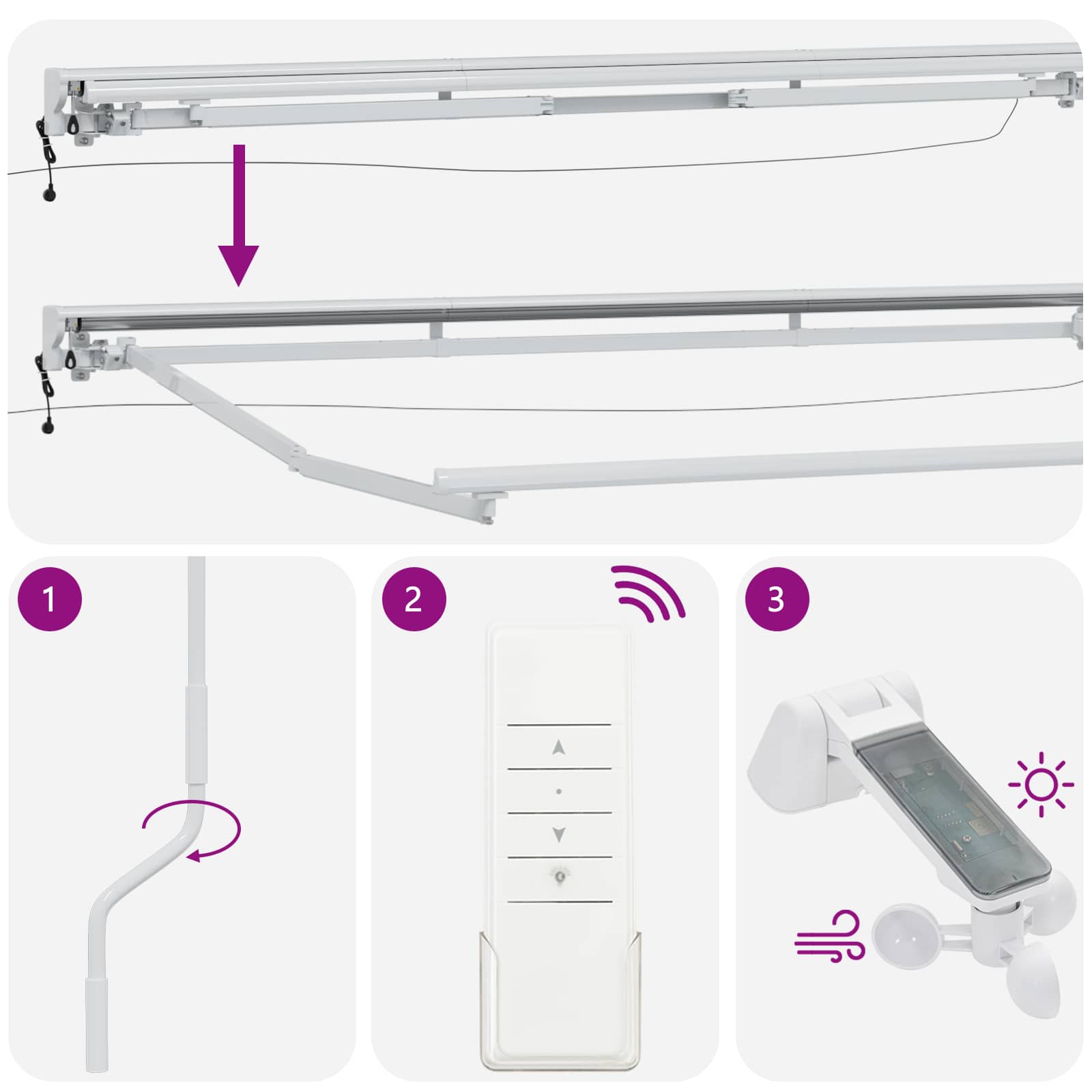 Elektrisch Zonnescherm Frame met LED's Wit 4 × 3,5 m Aluminium image 9