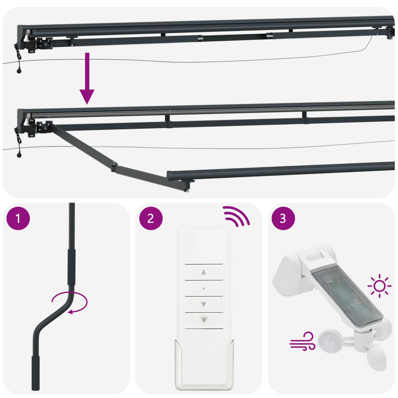 Elektrisch Zonnescherm Frame met LED's Antraciet 3,5 x 2,5 m image 9