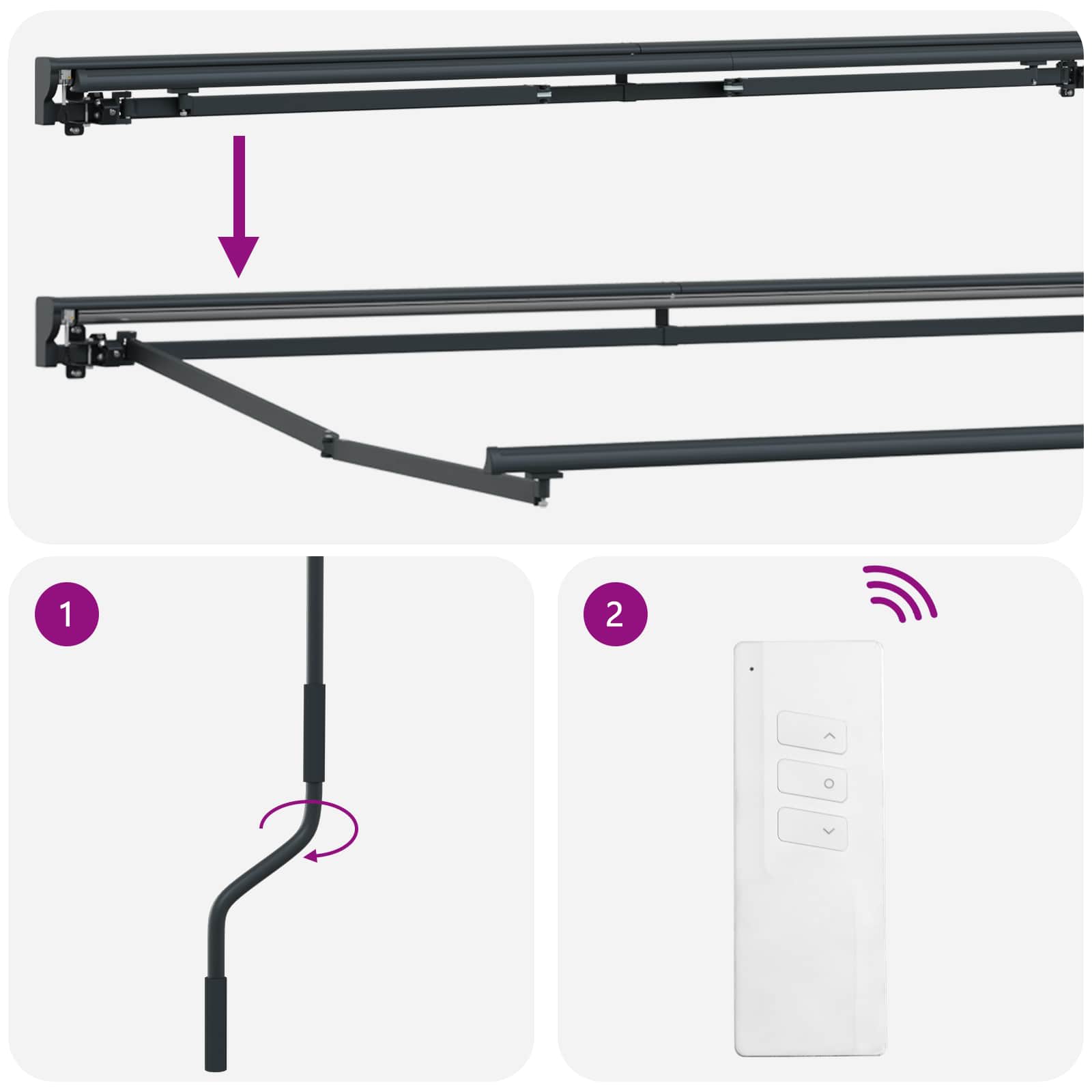 Elektrisch uitschuifbaar zonnescherm frame Antraciet 4,5 × 3 m image 7