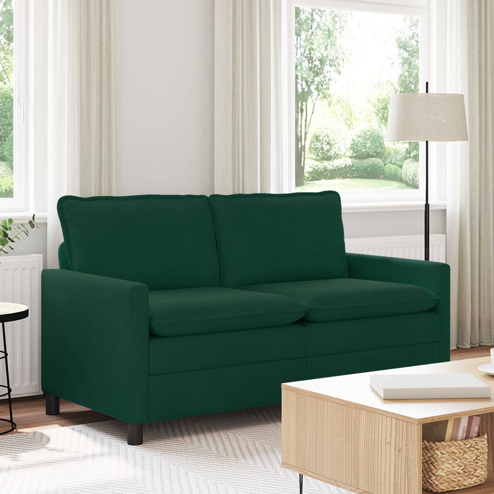 vidaXL Kavč Temno zelena 156 x 81 x 87,5 cm Žamet