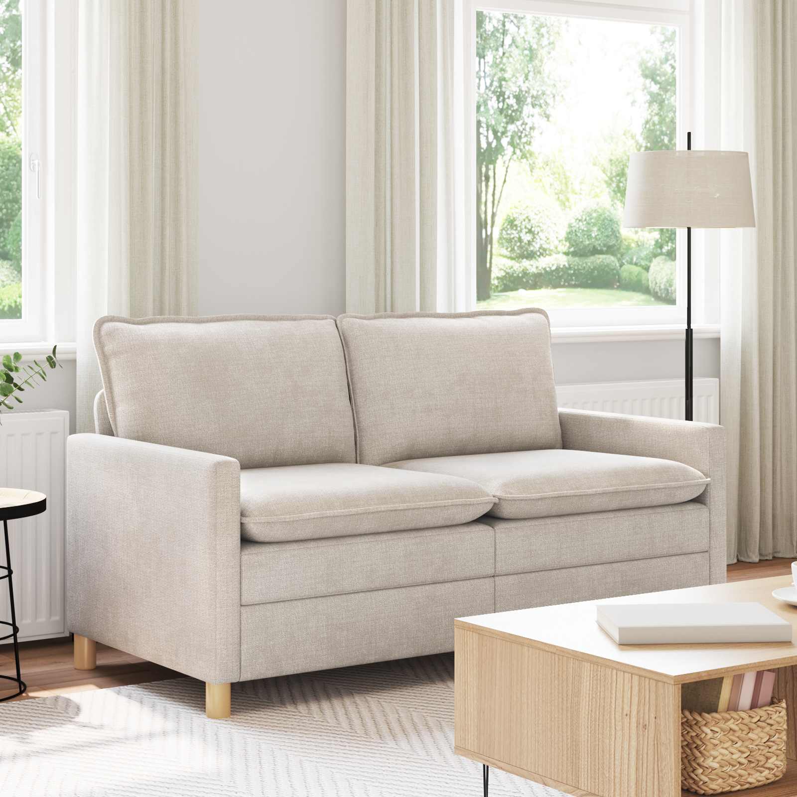 vidaXL Canapea Crem 156 x 81 x 87,5 cm Poliester