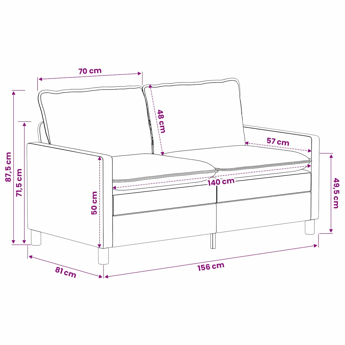 Sofa 156 x 81 x 87,5 cm Polyester - Billede 9