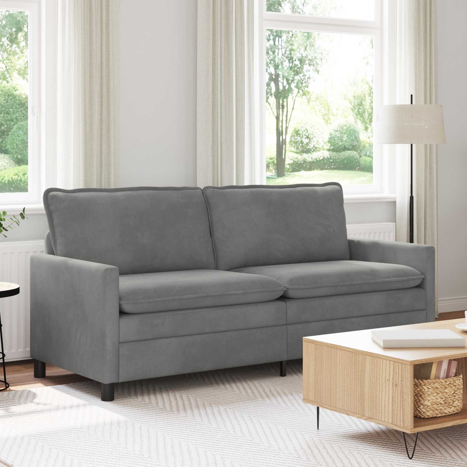vidaXL Canapea Gri închis 196 x 81 x 87,5 cm Catifea