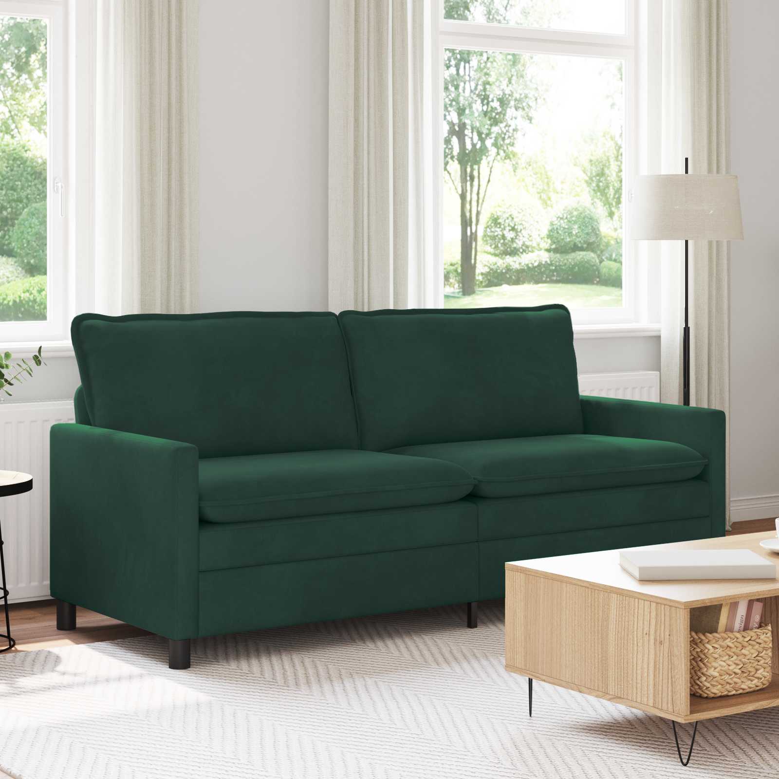 vidaXL Kavč Temno zelena 196 x 81 x 87,5 cm Žamet