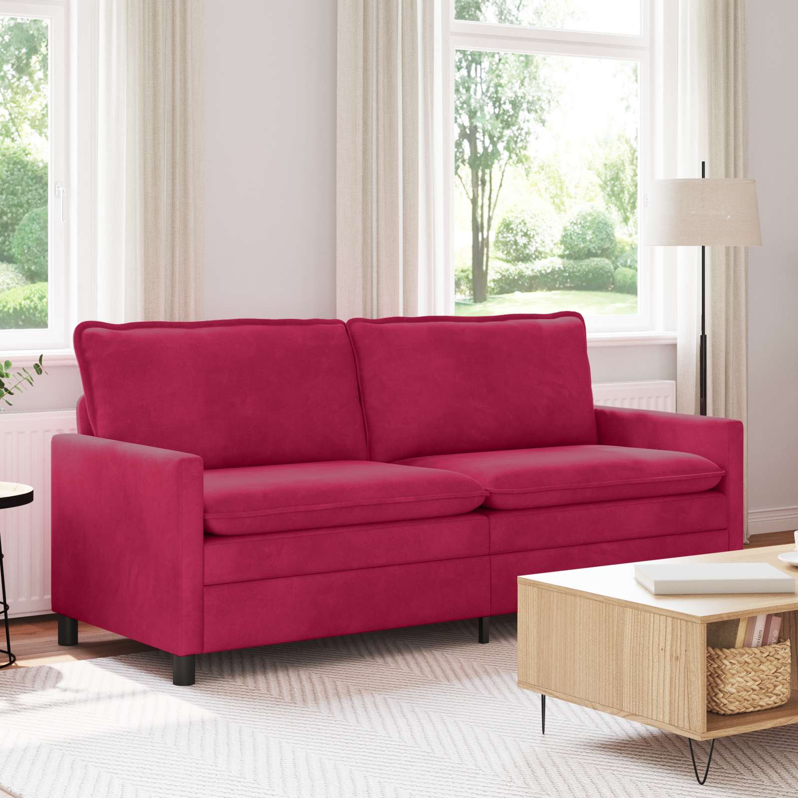 vidaXL Canapea Roșu Vin 196 x 81 x 87,5 cm Catifea