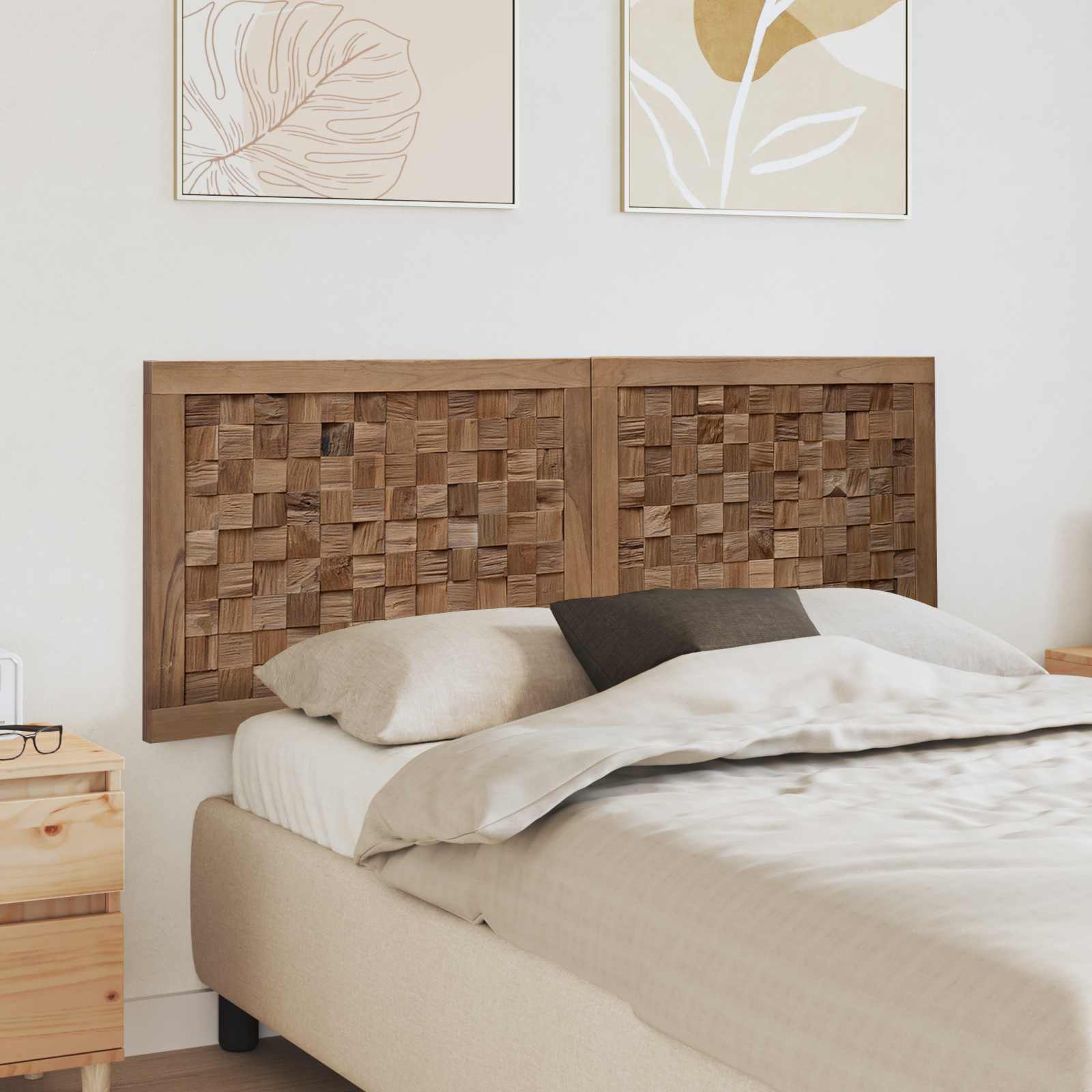 vidaXL Tăblie cap Pe perete natural 140 cm Lemn solid de tec