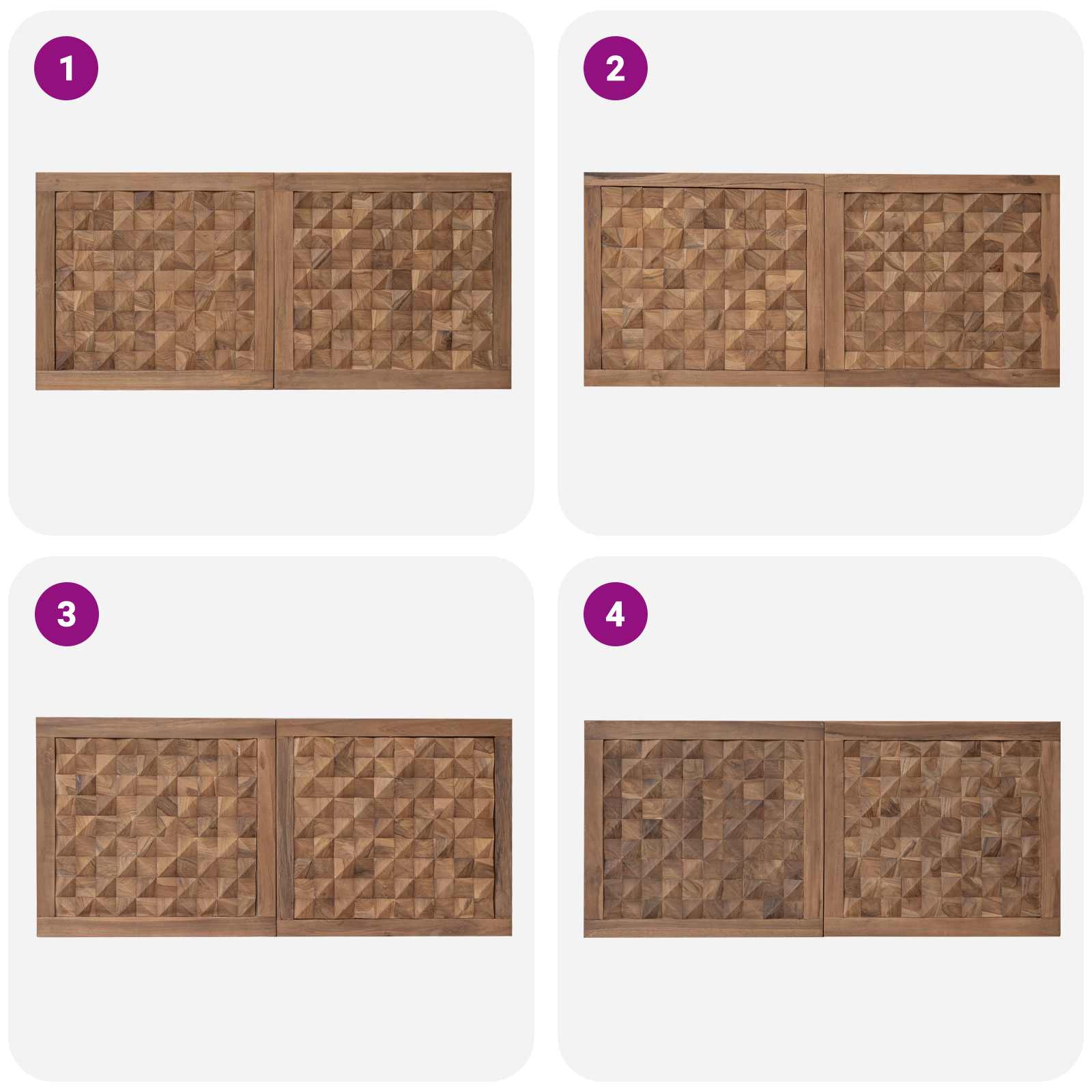 Hoofdbord Wandgemonteerd Naturel 120 cm Massief Teakhout image 7