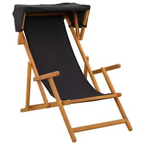 vidaXL Deck Chair 3 positsioon Tugev Eukal&uuml;pti Puit Must