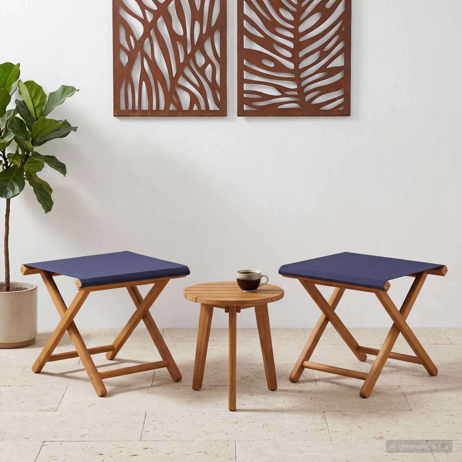 Ligstoel 2 pcs massief eucalyptushout Blauw – afbeelding 1