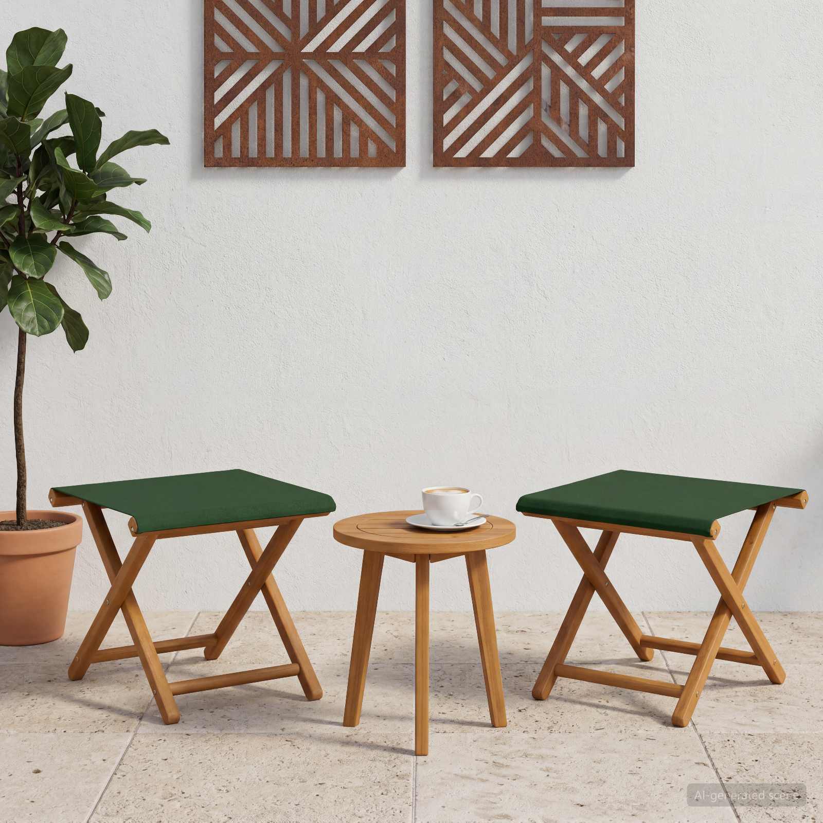 Ligstoel 2 pcs massief eucalyptushout Groen – afbeelding 1