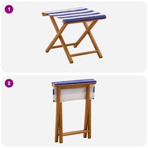 Dekorativní křeslo 2 pcs Masivní eukalyptové dřevo Modrá a bílá - obrázek 7