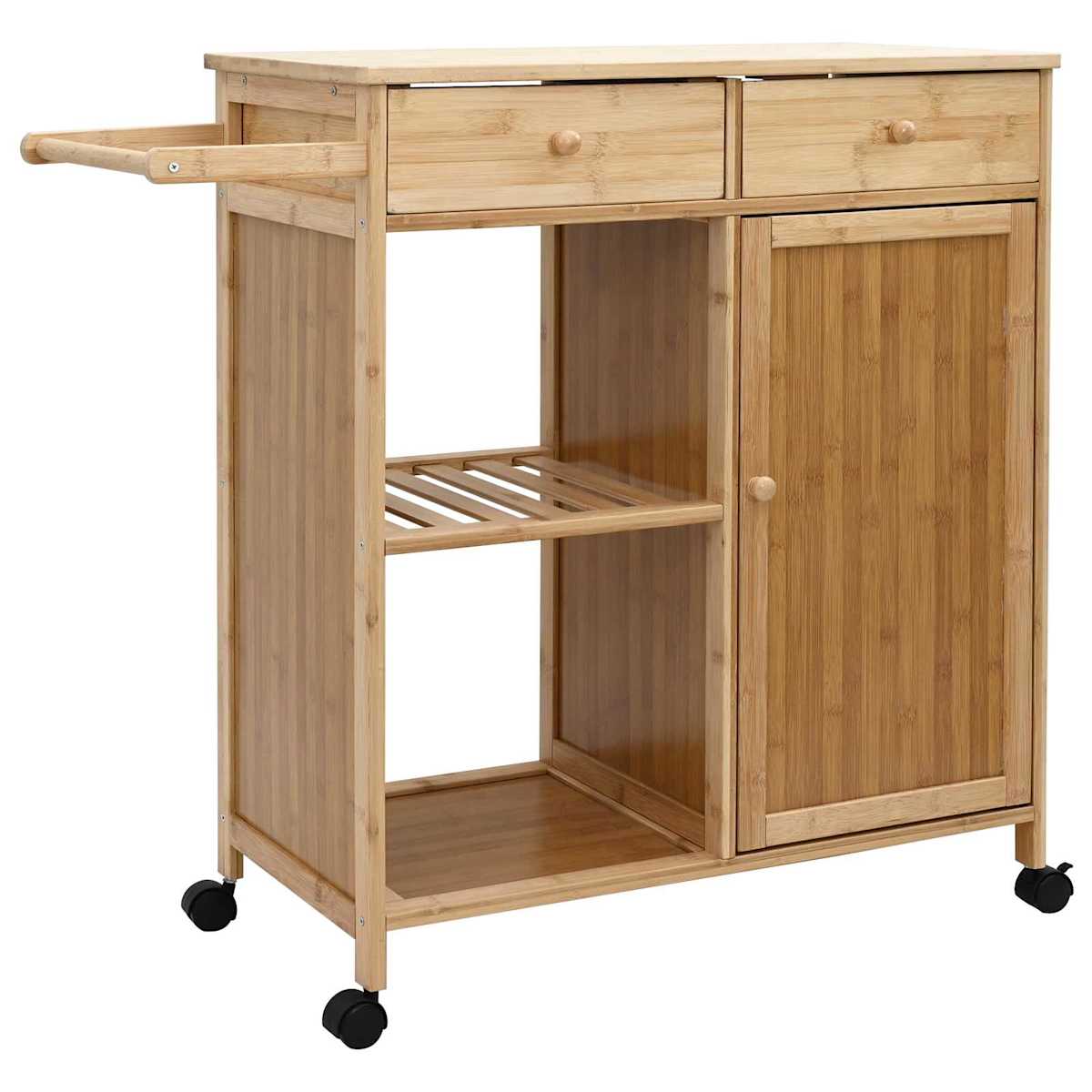 Køkkenvogn med hjul Naturfarvet 90,5 x 36 x 86,5 cm Bambus - Billede 2